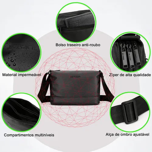 Bolsa Ombro Mensageiro Transversal Casual Masculina